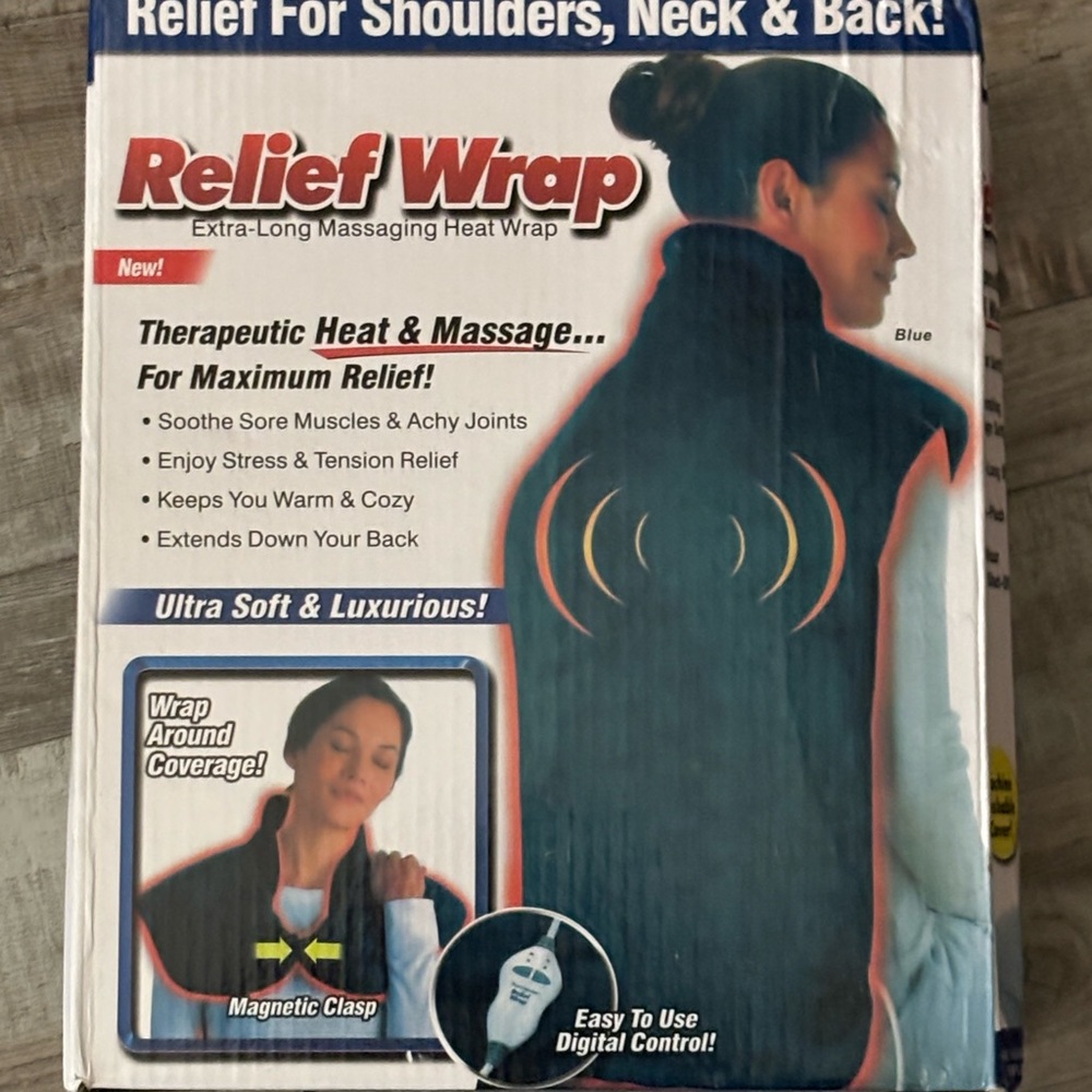 Extra-Long Massaging Heat Wrap - Blue